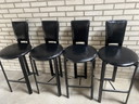 4x Vintage leren barkrukken staal