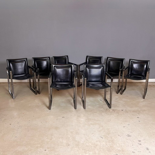 Set/8 Dining Chairs By Tito Agnoli For Arrben 