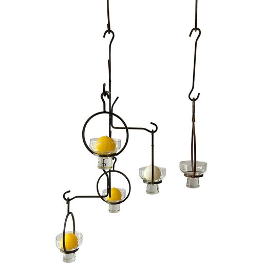 Vintage Scandinavische smeedijzeren kroonluchter voor één lamp, jaren 1960