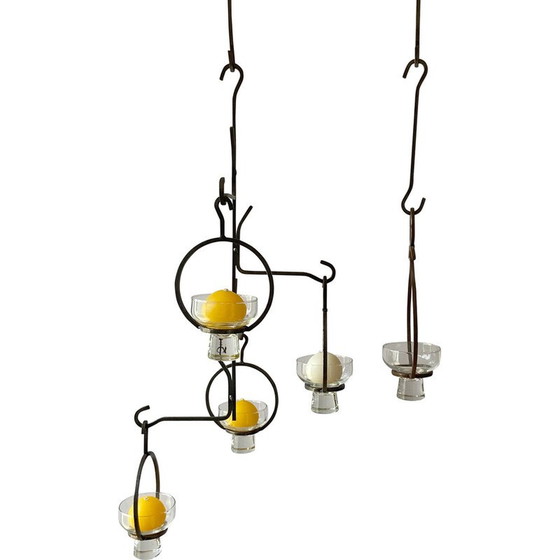 Image 1 of Vintage Scandinavische smeedijzeren kroonluchter voor één lamp, jaren 1960