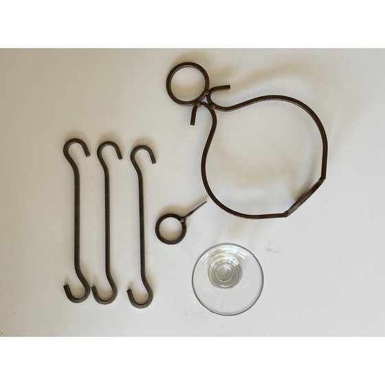 Image 1 of Vintage Scandinavische smeedijzeren kroonluchter voor één lamp, jaren 1960