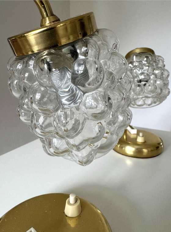 Image 1 of Paar Helena Tynell Stijl Bellen Glas Wandlampen Glas/Brass, Vintage