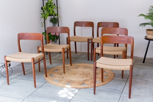 6x Niels Otto Moller model 75 chair