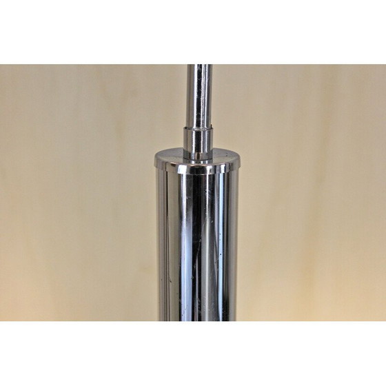 Image 1 of 1x Vintage kroonluchter van chroom en wit Muranoglas, Italië 1970