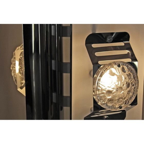 Image 1 of 1x Vintage kroonluchter van chroom en wit Muranoglas, Italië 1970