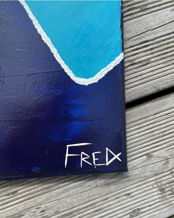 Image 1 of Moai surfer. Acryl door Frédéric Cadiou