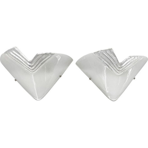 Paar vintage wandlampen van Murano glas, Italië 1960