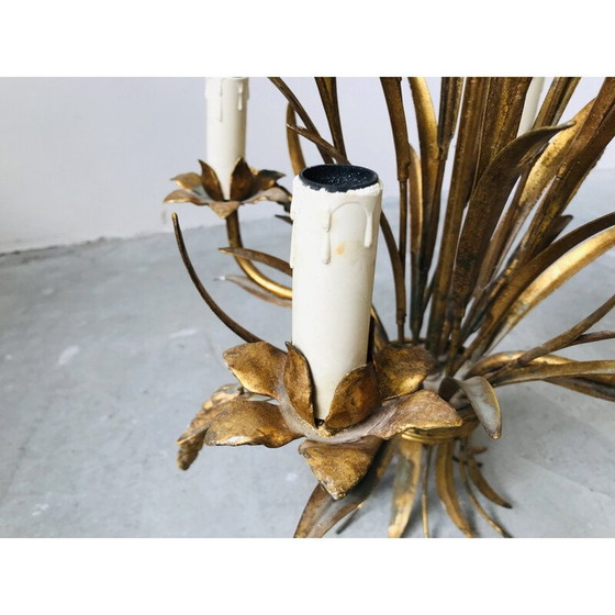 Image 1 of Vintage verguld metalen korenaar kroonluchter, 1960