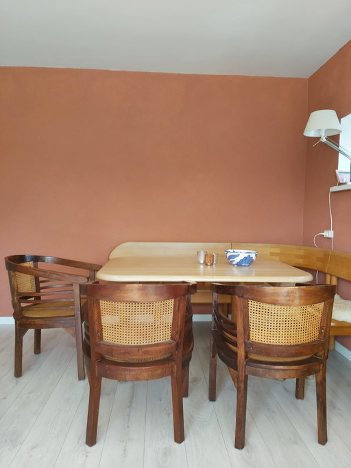 3x Vintage Indonesisch teakhoutenstoel