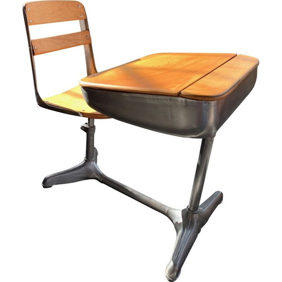 Image 1 of Vintage beukenhouten schooltafel door Seating Co, VS 1940