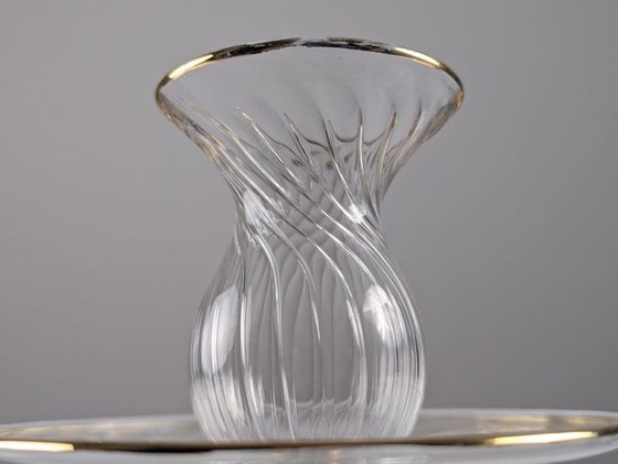 Image 1 of 2X Venetiaans glas en gouden kandelaars 1950S