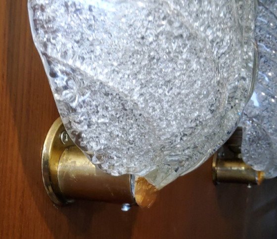 Image 1 of Murano, Wandlampen in bewerkt transparant glas, jaren 1940