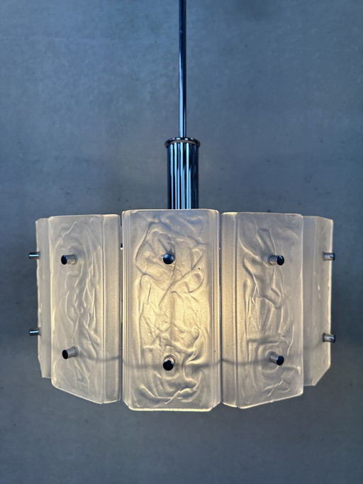 Vintage 1970’s pendant lamp - glass / chroom