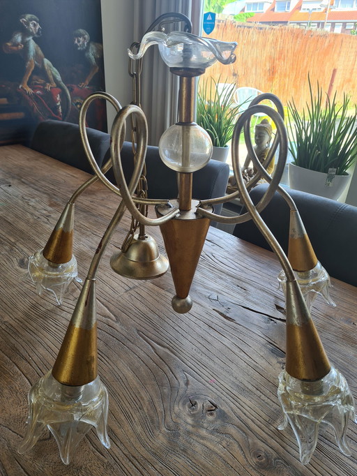 Klassieke Hanglamp met handgemaakte glazen bloemkelken