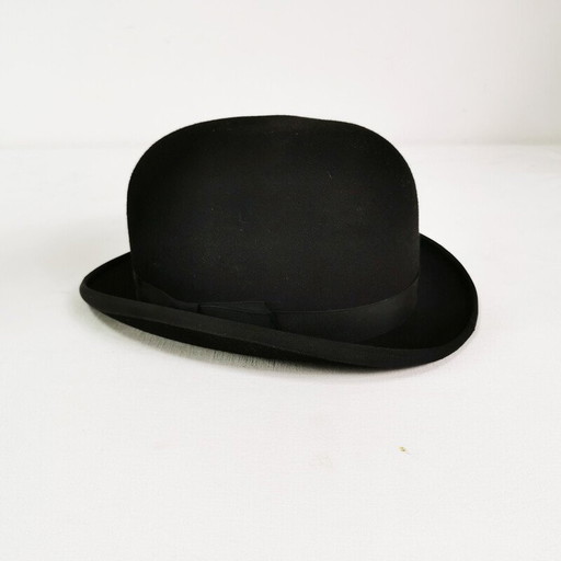 Vintage bolhoed van zwart vilt en stof voor Christys Londen, Engeland 1950