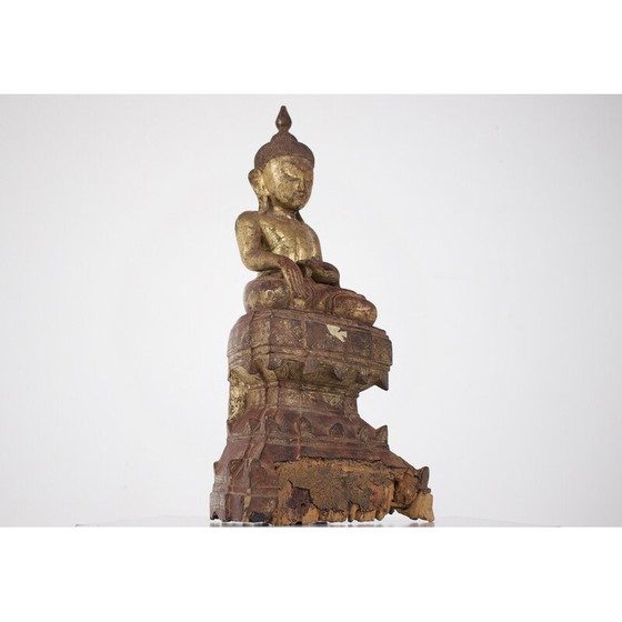 Image 1 of Vintage Boeddha sculptuur van verguld hout, Birma