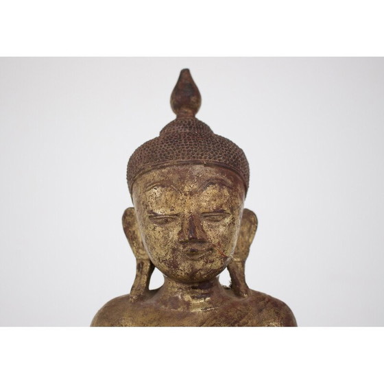 Image 1 of Vintage Boeddha sculptuur van verguld hout, Birma