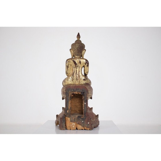 Image 1 of Vintage Boeddha sculptuur van verguld hout, Birma