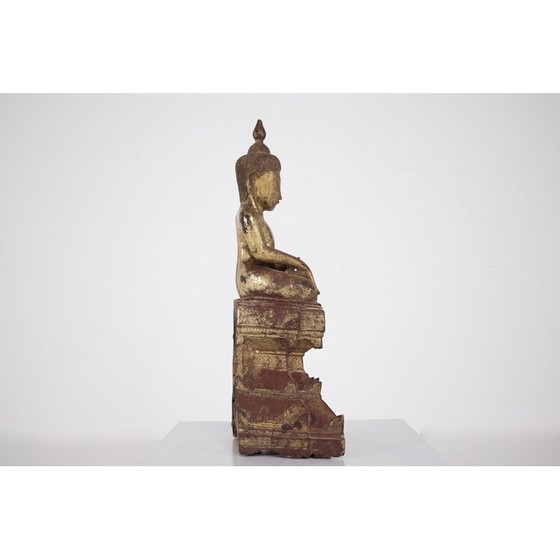 Image 1 of Vintage Boeddha sculptuur van verguld hout, Birma