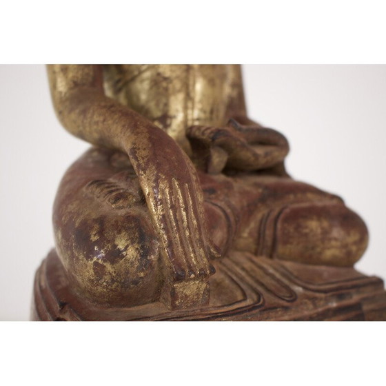 Image 1 of Vintage Boeddha sculptuur van verguld hout, Birma