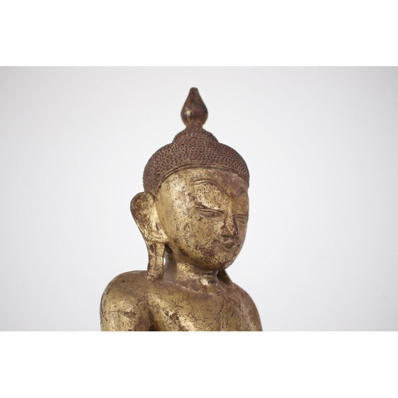 Image 1 of Vintage Boeddha sculptuur van verguld hout, Birma