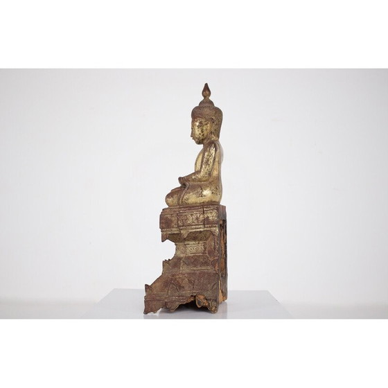 Image 1 of Vintage Boeddha sculptuur van verguld hout, Birma