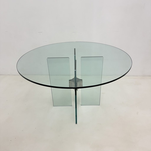 Ghyczy Eettafel Rond Glas Jaren 70 Design 