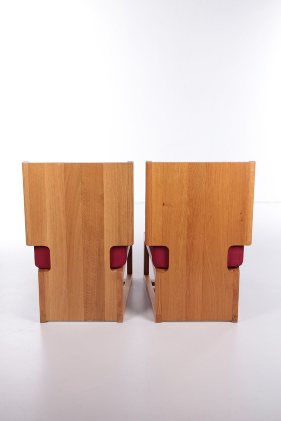 Image 1 of Franse vintage set designer stoelen van eikenhout, 1970s