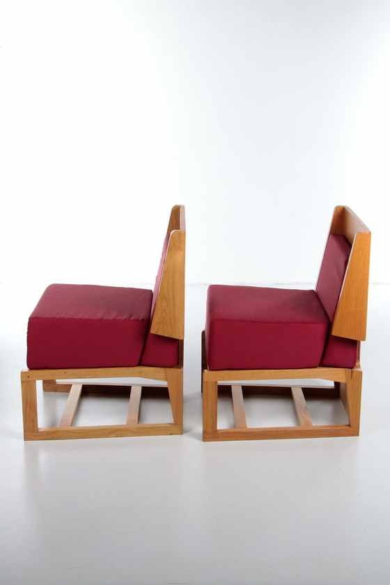 Image 1 of Franse vintage set designer stoelen van eikenhout, 1970s