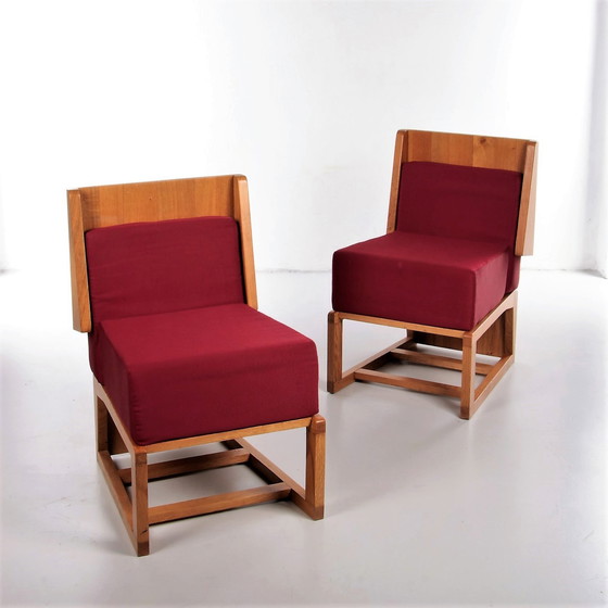 Image 1 of Franse vintage set designer stoelen van eikenhout, 1970s