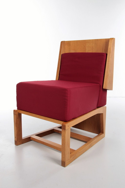 Franse vintage set designer stoelen van eikenhout, 1970s