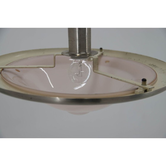 Image 1 of Vintage roze Art Deco hanglamp of vernikkelde Bauhuas van Franta Anyz, 1920