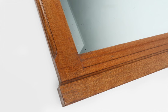 Image 1 of Art Deco Spiegel Van Eiken Met Gesneden Decoraties En Facetgeslepen Spiegel, 1930S