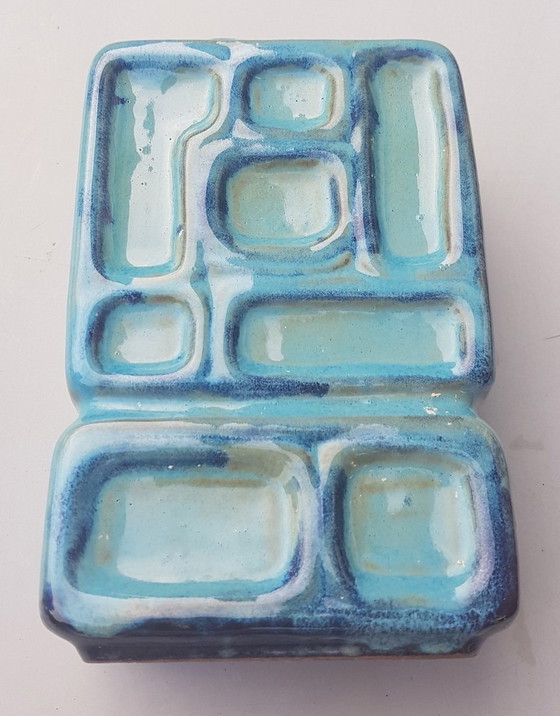 Image 1 of Turquoise rechthoekige keramische vaas