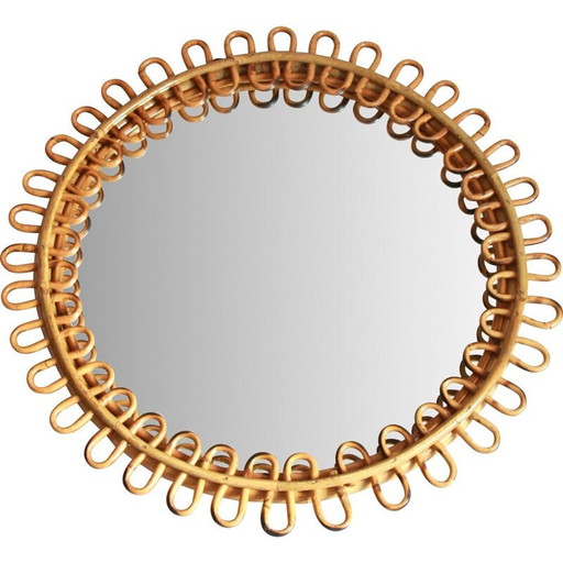 Vintage bamboe spiegel Sibilla, Italië 1950