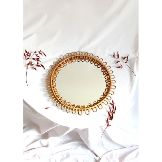 Image 1 of Vintage bamboe spiegel Sibilla, Italië 1950