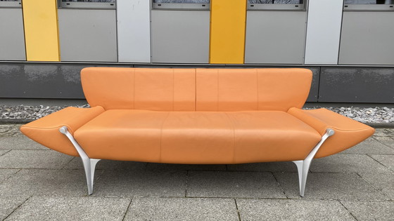 Image 1 of Rolf Benz Design Sofa 1600 leer oranje 2-zits