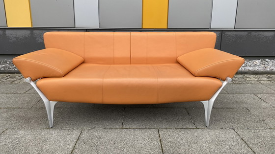 Image 1 of Rolf Benz Design Sofa 1600 leer oranje 2-zits