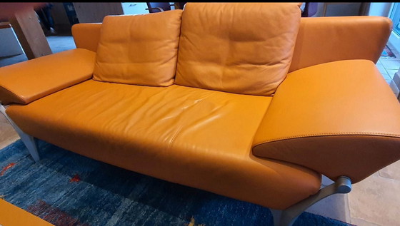 Image 1 of Rolf Benz Design Sofa 1600 leer oranje 2-zits