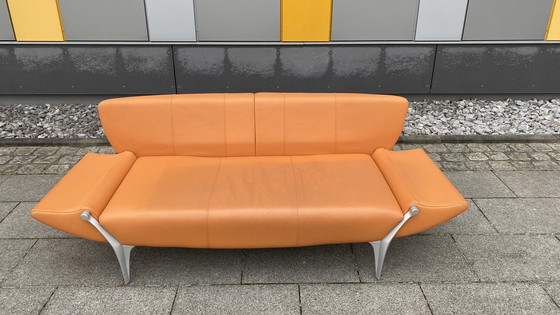 Image 1 of Rolf Benz Design Sofa 1600 leer oranje 2-zits