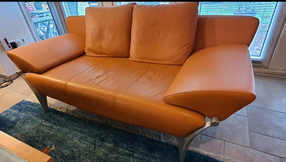 Image 1 of Rolf Benz Design Sofa 1600 leer oranje 2-zits