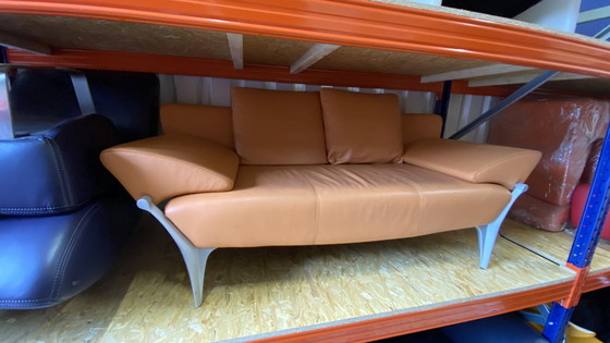 Image 1 of Rolf Benz Design Sofa 1600 leer oranje 2-zits