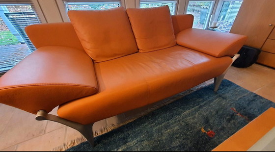 Image 1 of Rolf Benz Design Sofa 1600 leer oranje 2-zits