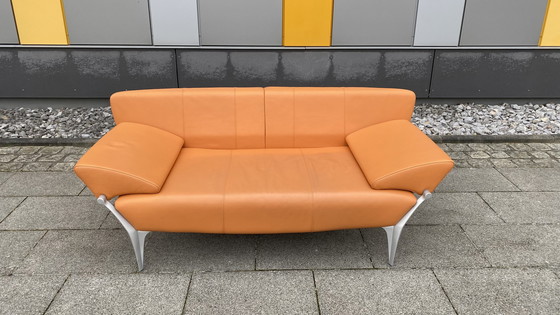 Image 1 of Rolf Benz Design Sofa 1600 leer oranje 2-zits