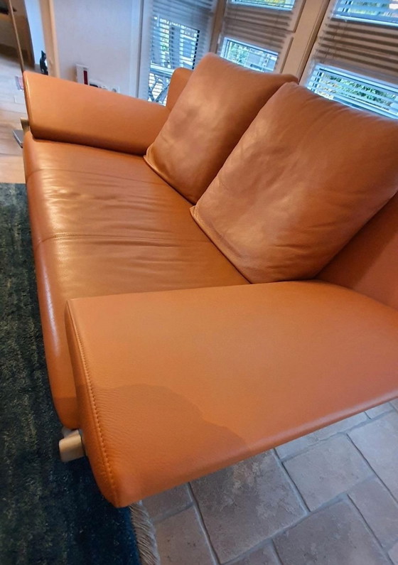 Image 1 of Rolf Benz Design Sofa 1600 leer oranje 2-zits