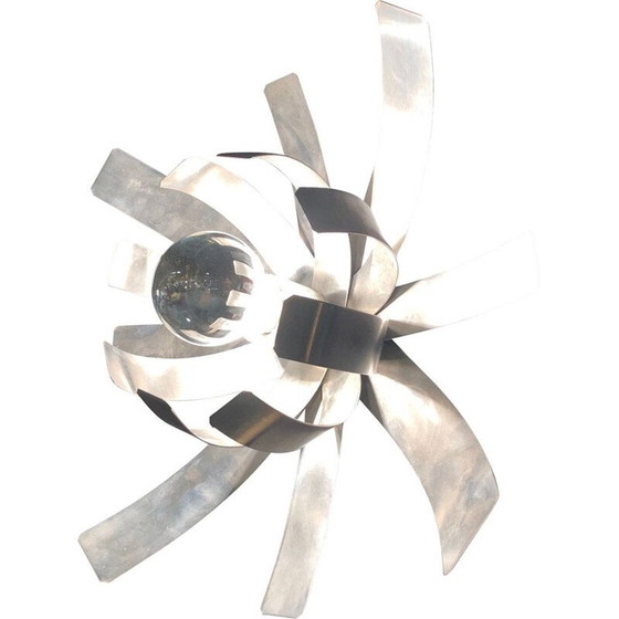 Image 1 of Vintage wandlamp in geborsteld staal van Michel Boyer, 1970