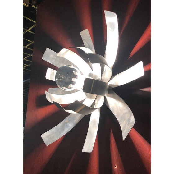 Image 1 of Vintage wandlamp in geborsteld staal van Michel Boyer, 1970