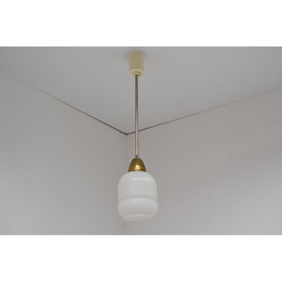 Image 1 of Vintage glazen en metalen hanglamp, Tsjechoslowakije 1970