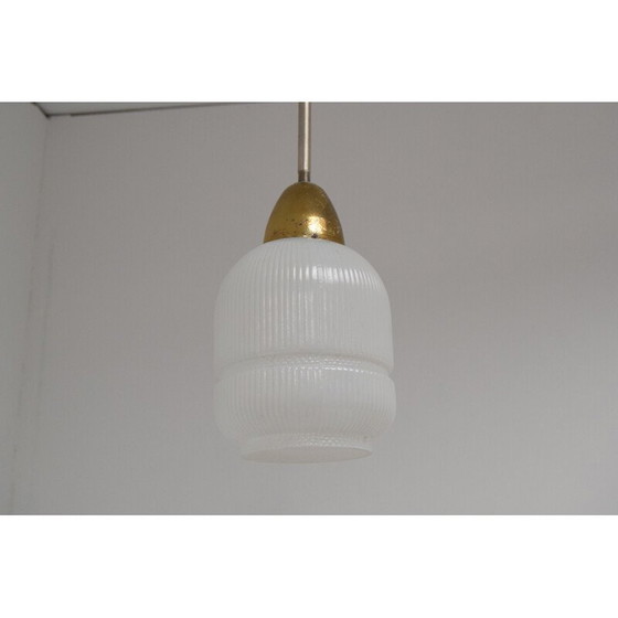Image 1 of Vintage glazen en metalen hanglamp, Tsjechoslowakije 1970