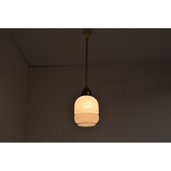 Image 1 of Vintage glazen en metalen hanglamp, Tsjechoslowakije 1970